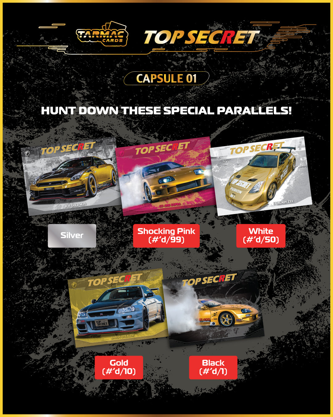 Tarmac Works 1:64 Collectible Trading Cards Top Secret Capsule 1