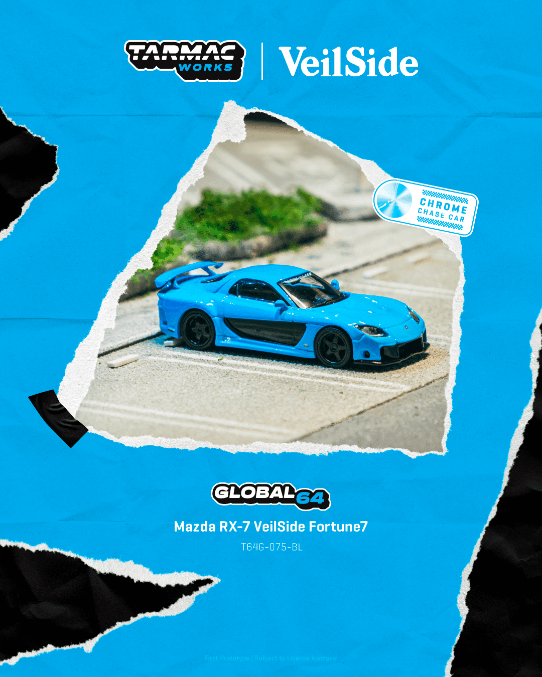 Tarmac Works 1:64 Mazda RX-7 Veilside Fortune 7 Blue