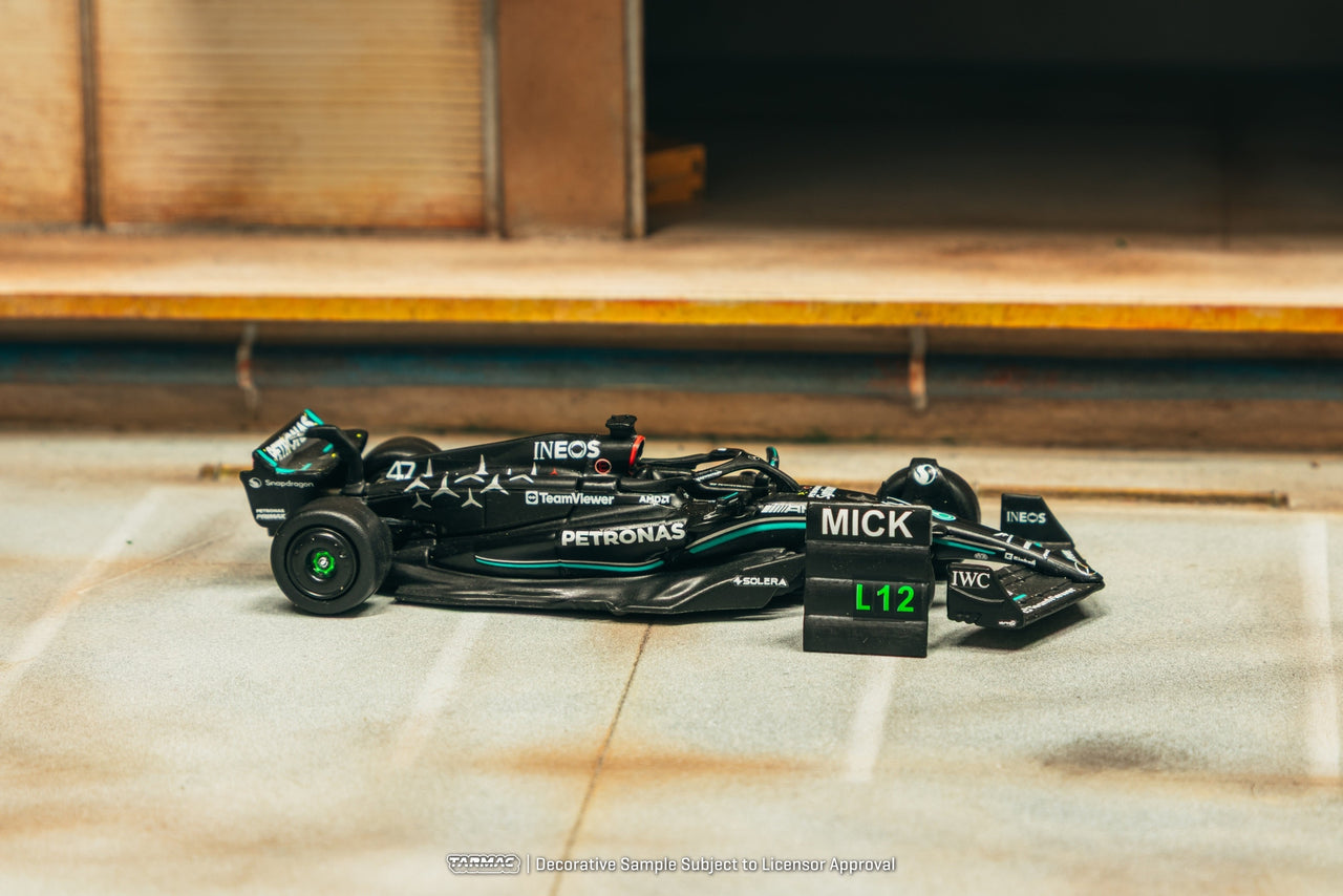 Tarmac Works 1:64 Mercedes-AMG F1 W14 E Performance, Spanish Grand Prix Tyre Testing 2023, Mick Schumacher