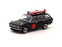 Thumbnail for Tarmac Works 1:64 Mijo Exclusive Datsun Bluebird 510 Wagon Black With Surfboard
