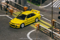 Thumbnail for Tarmac Works 1:64 Mitsubishi Lancer GSR Evolution III Yellow w/ Trading Card