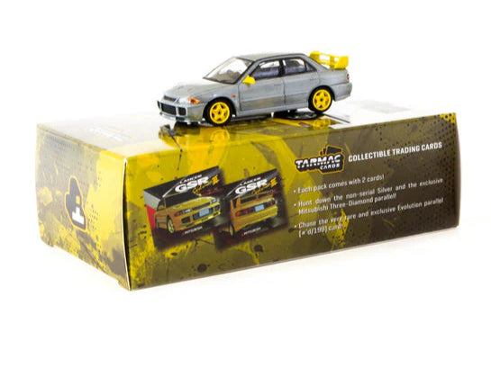 Tarmac Works 1:64 Mitsubishi Lancer GSR Evolution III Yellow w/ Trading Card RAW CHASE