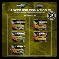 Thumbnail for Tarmac Works 1:64 Mitsubishi Lancer GSR Evolution III Yellow w/ Trading Card