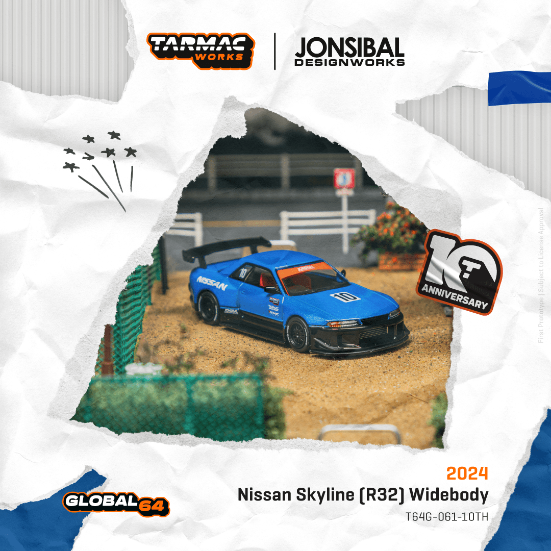 Tarmac Works 1:64 Nissan Skyline R32 Widebody Designed by Jon Sibal Tarmac Works 10th Anniversary