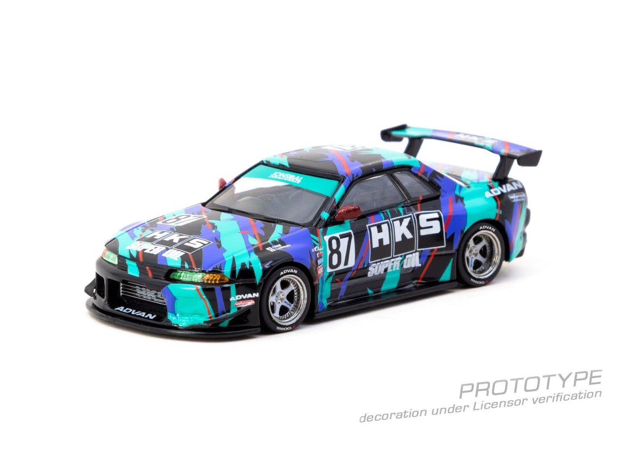 Tarmac Works 1:64 Nissan Skyline R32 Widebody, HKS w/ Trading Cards