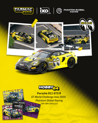Thumbnail for Tarmac Works 1:64 Porsche 911 GT3 R, GT World Challenge Asia 2025, Phantom Global Racing w/ Trading Cards