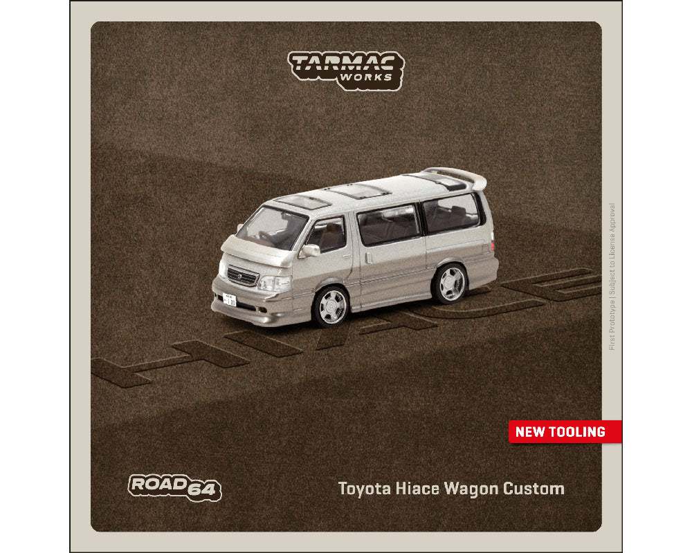 Tarmac Works 1:64 Toyota Hiace Wagon Custom – Silver / Brown
