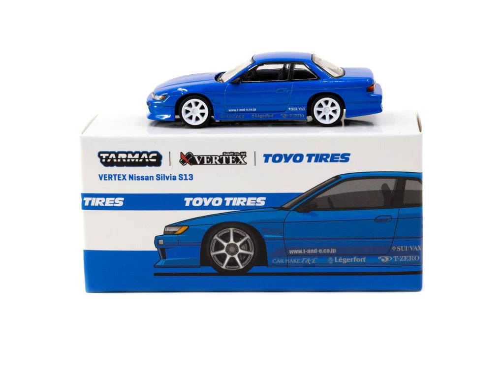 Tarmac Works 1:64 VERTEX Nissan Silvia S13 Blue Toyo Tyres