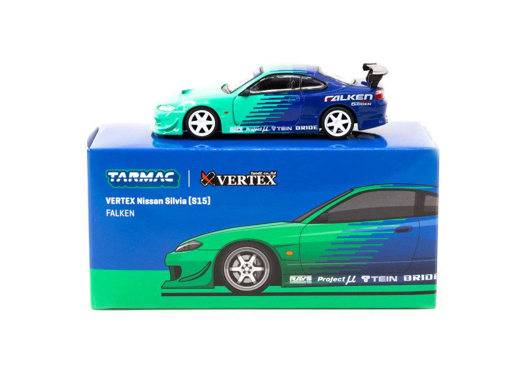 Tarmac Works 1:64 VERTEX Nissan Silvia S15 Falken Livery – Blue