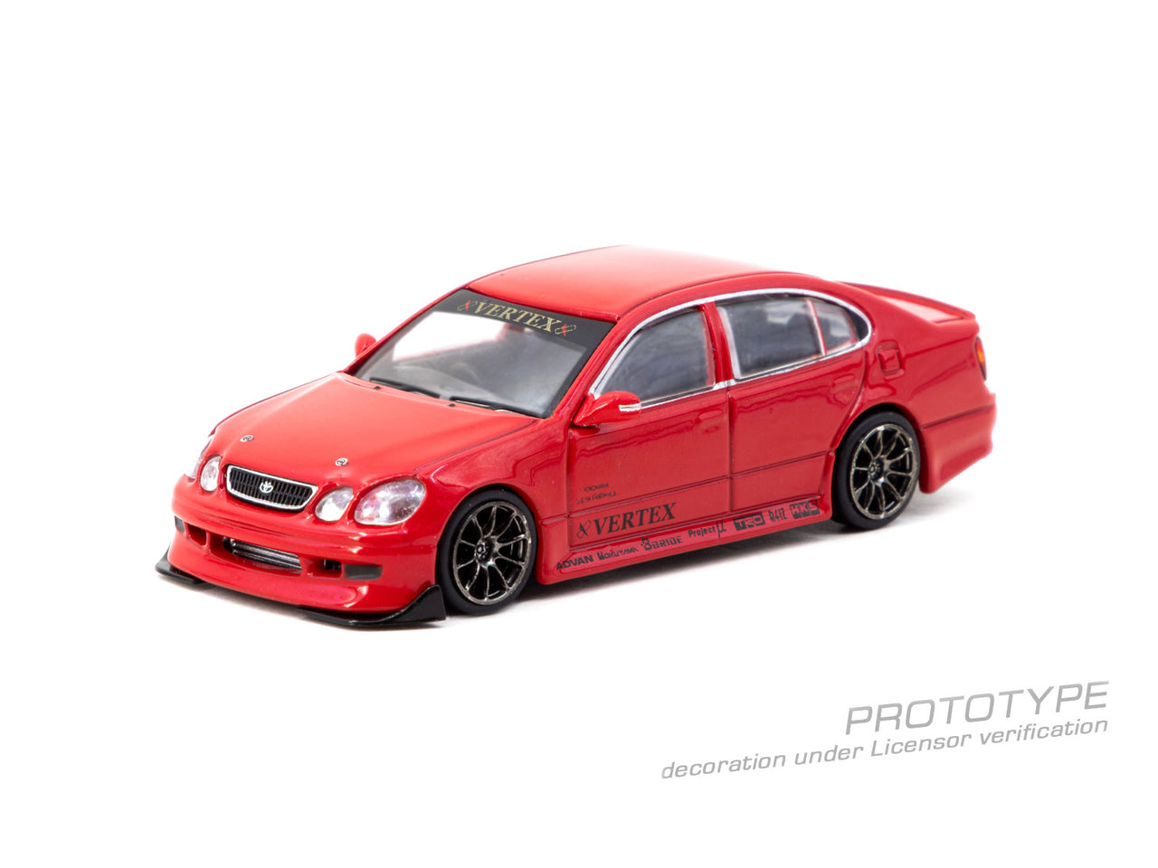 Tarmac Works 1:64 VERTEX Toyota Aristo JZS161, Red w Trading Cards