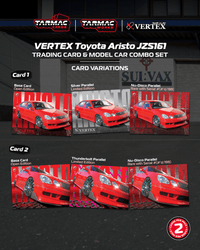 Thumbnail for Tarmac Works 1:64 VERTEX Toyota Aristo JZS161, Red w Trading Cards