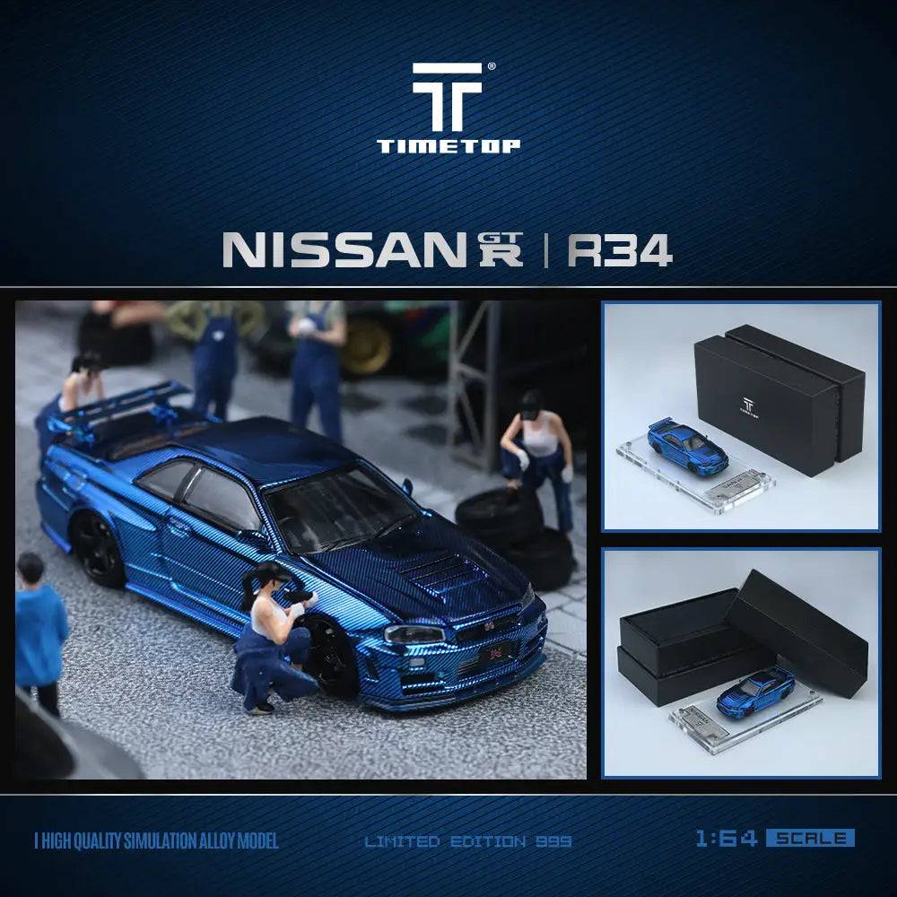 Time Top 1:64 Nissan Skyline GT-R R34 Full Carbon Blue