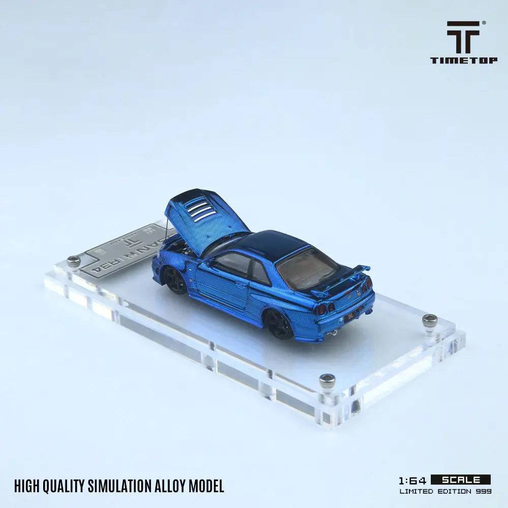 Time Top 1:64 Nissan Skyline GT-R R34 Full Carbon Blue