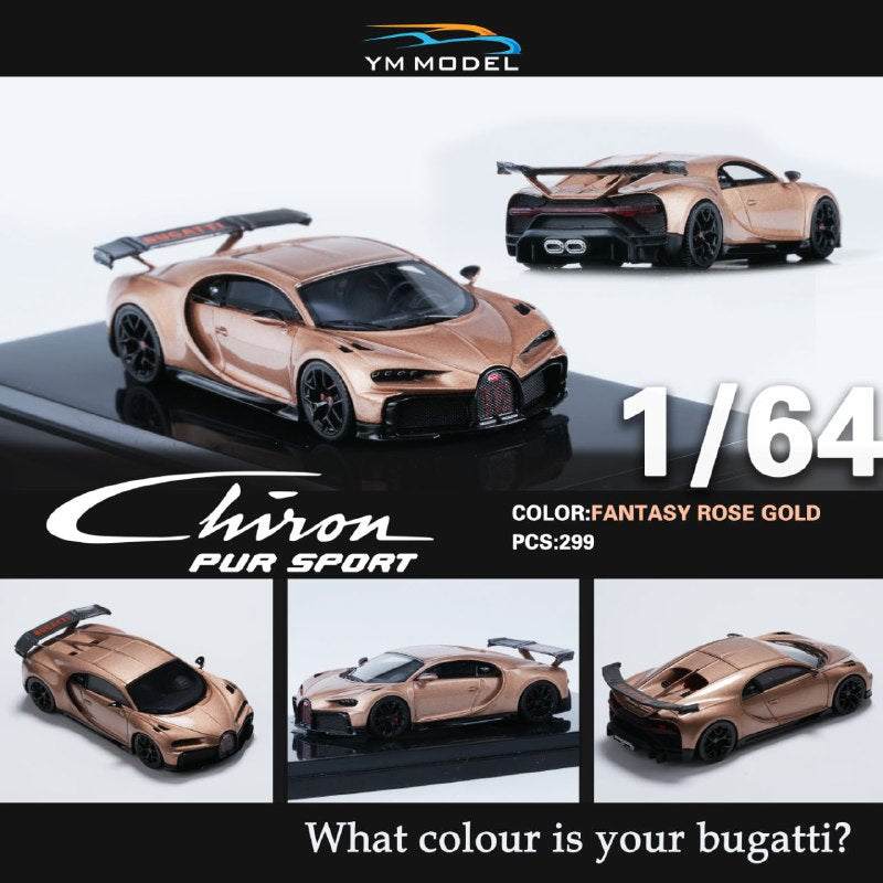 YM Model 1:64 Bugatti Chiron Pur Sport Fantasy Rose Gold "What colour is your Bugatti"
