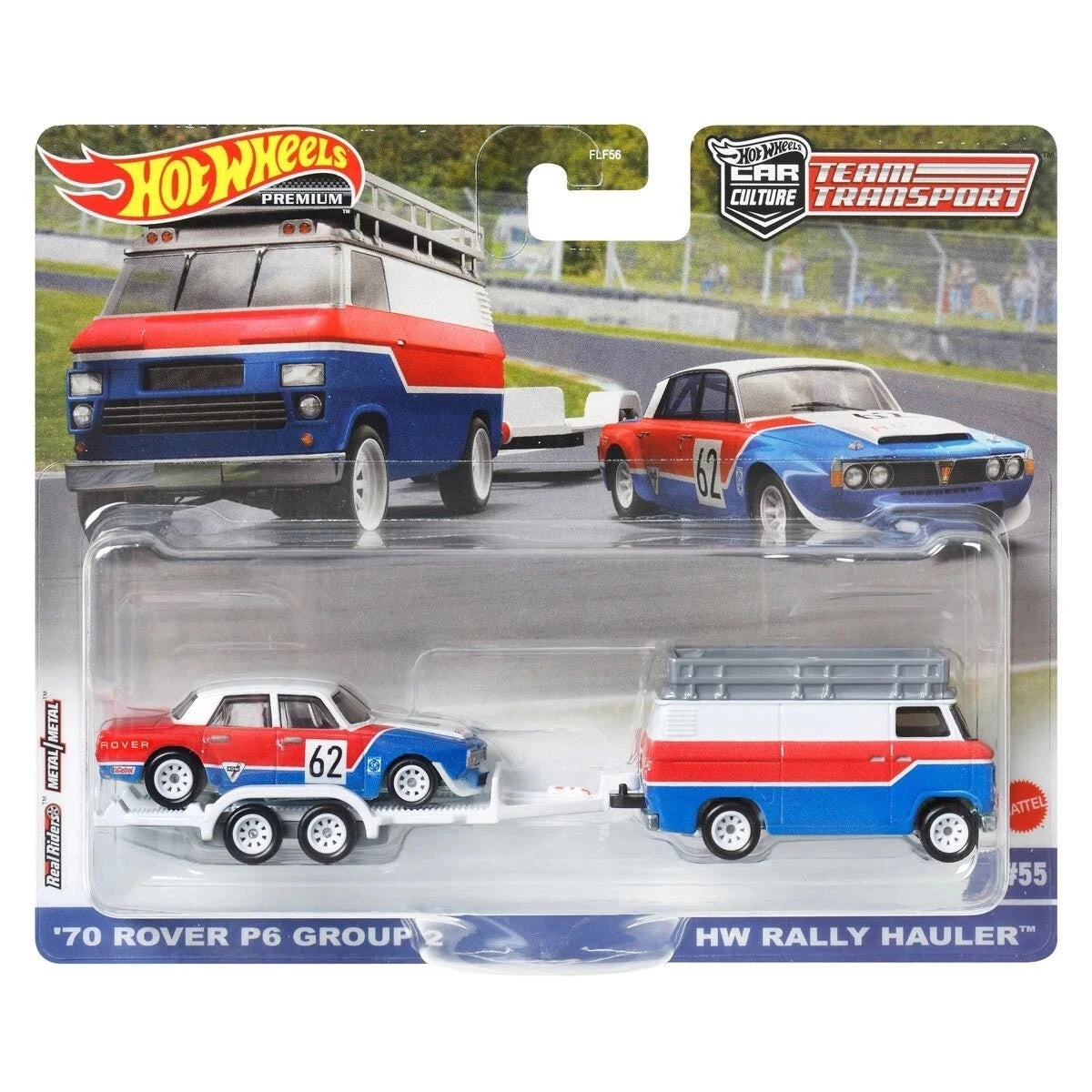 Hot Wheels Premium 1:64 Team Transport Volkswagen 70 Rover P6 Group 3 HW Rally Hauler