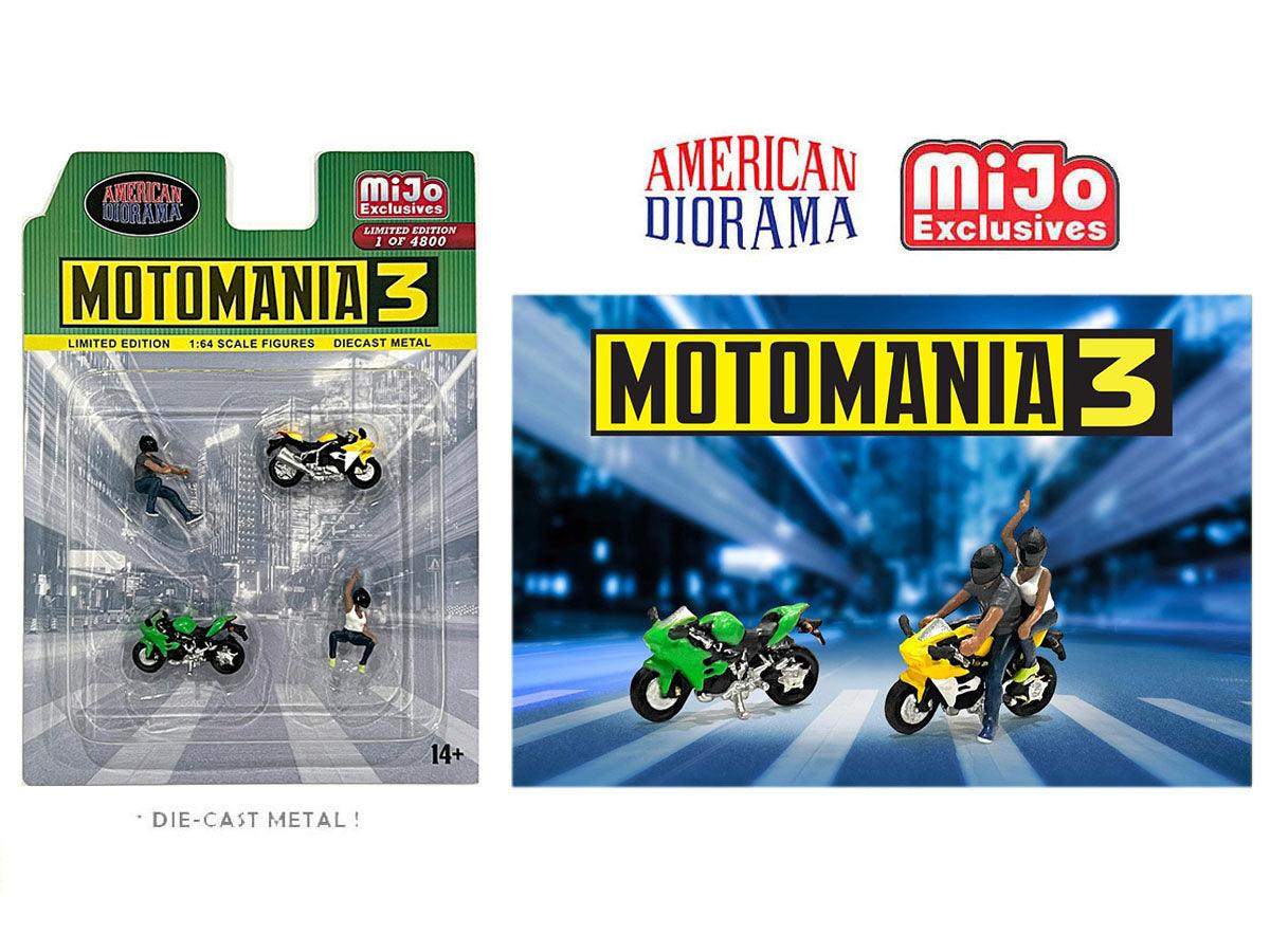 American Diorama 1:64 Moto Mania 3 Figure & Bike Set