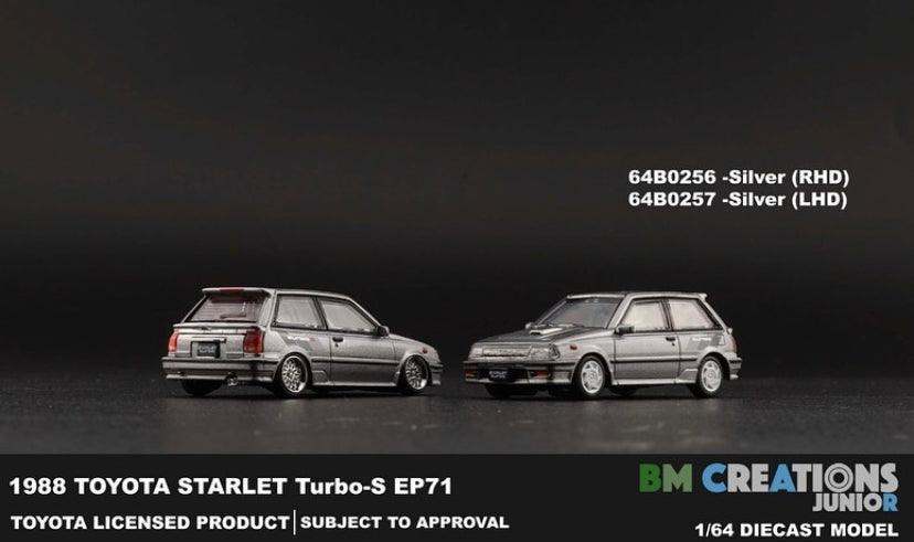 BM Creations 1:64 Toyota Starlet Turbo-S EP71 Silver
