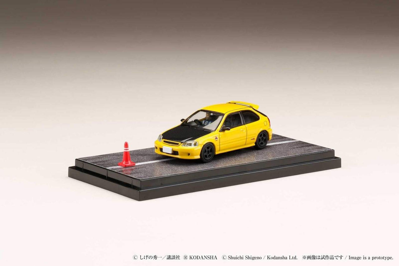 Hobby Japan 1:64 Initial D Honda Civic EG6 w/ Driver Figure Yellow