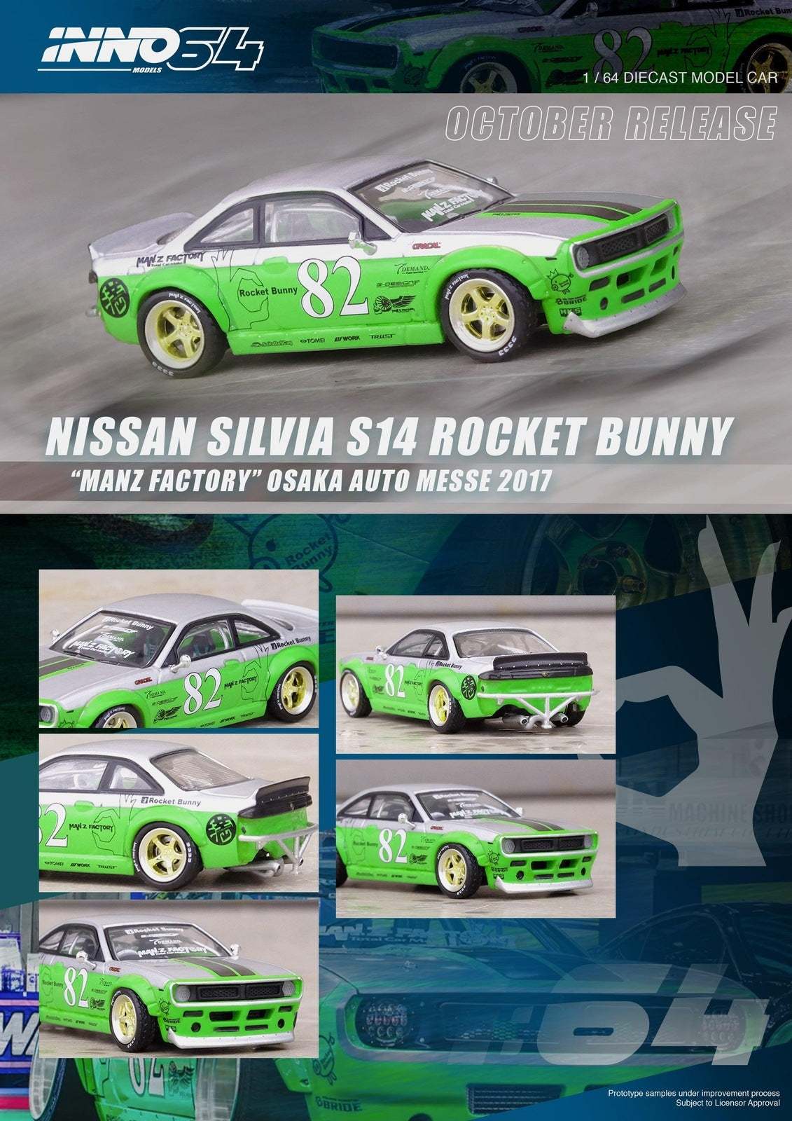 INNO64 1:64 Nissan Silvia S14 Rocket Bunny Boss V2 Manz Factory