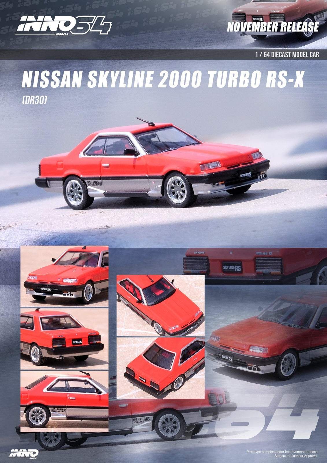 INNO64 1:64 Nissan Skyline 2000 Turbo RS-X DR30 RED