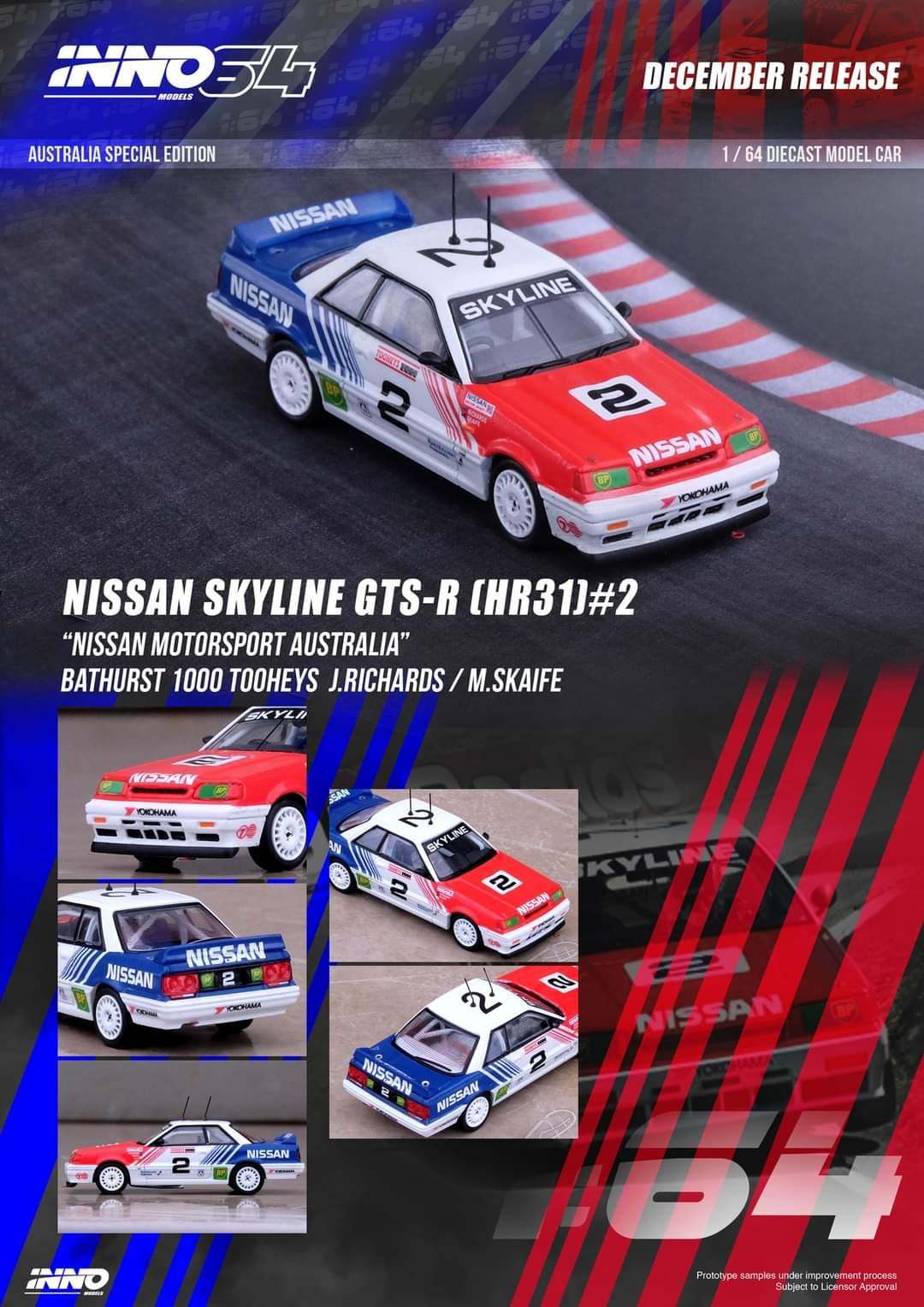 INNO64 1:64 Nissan Skyline GTS-R HR31 Nissan Motorsport Australia