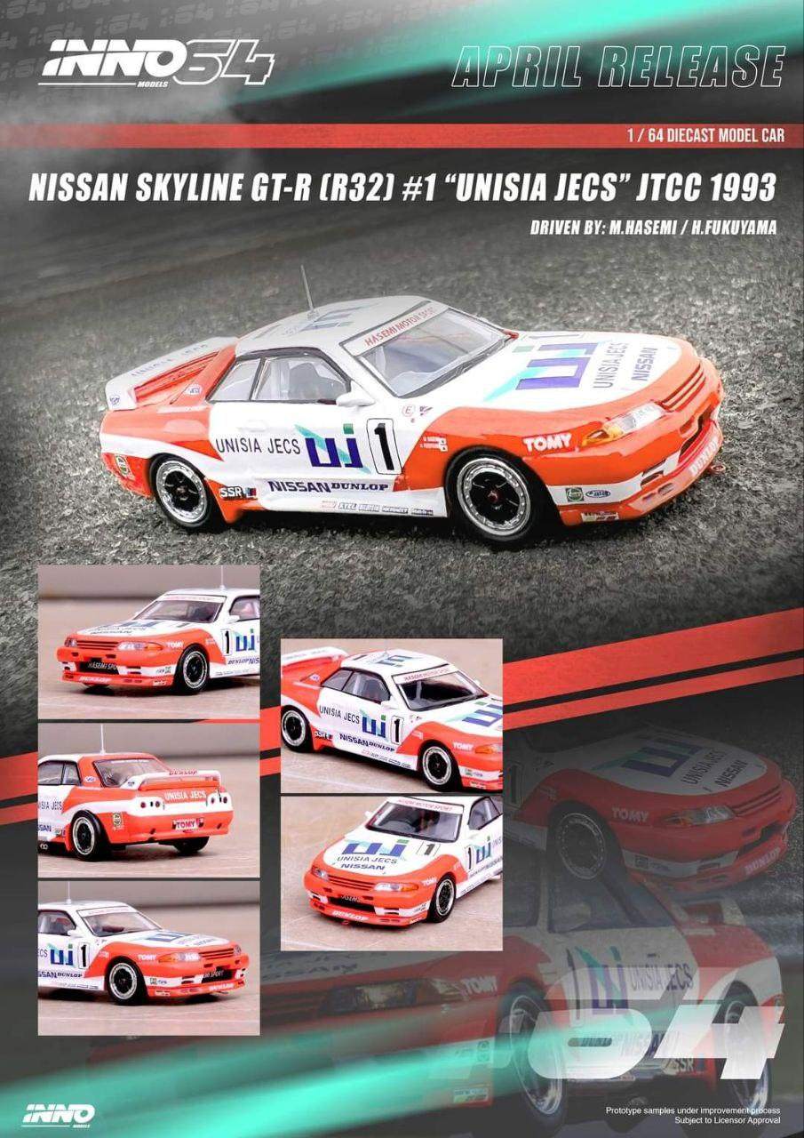 INNO64 1:64 Nissan Skyline R32 GTR #1 Unisia Jeccs 1993