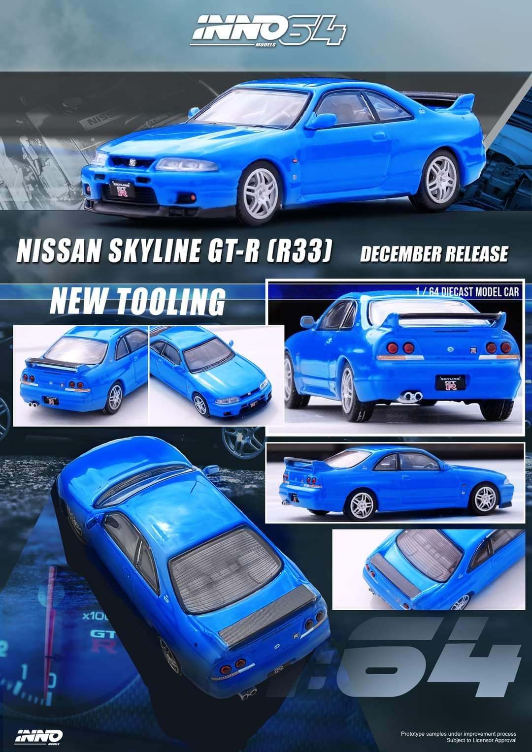 INNO64 1:64 Nissan Skyline R33 GT-R Blue