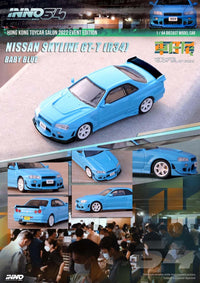 Thumbnail for INNO64 1:64 Nissan Skyline R34 GT-T Baby Blue Hong Kong Toy Car Special Edition