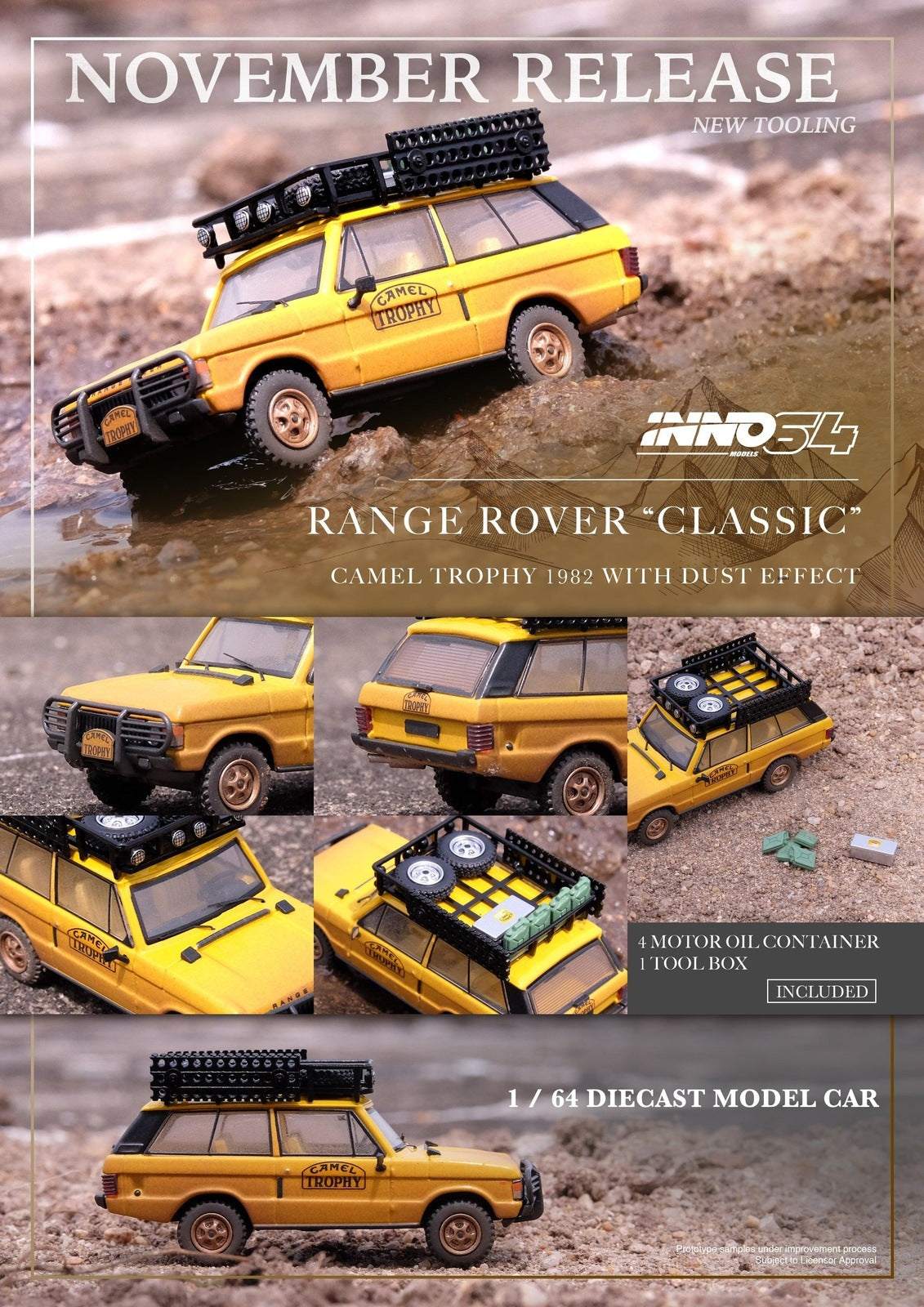INNO64 1:64 Range Rover Classic Camel Trophy 1982 w/ Dust