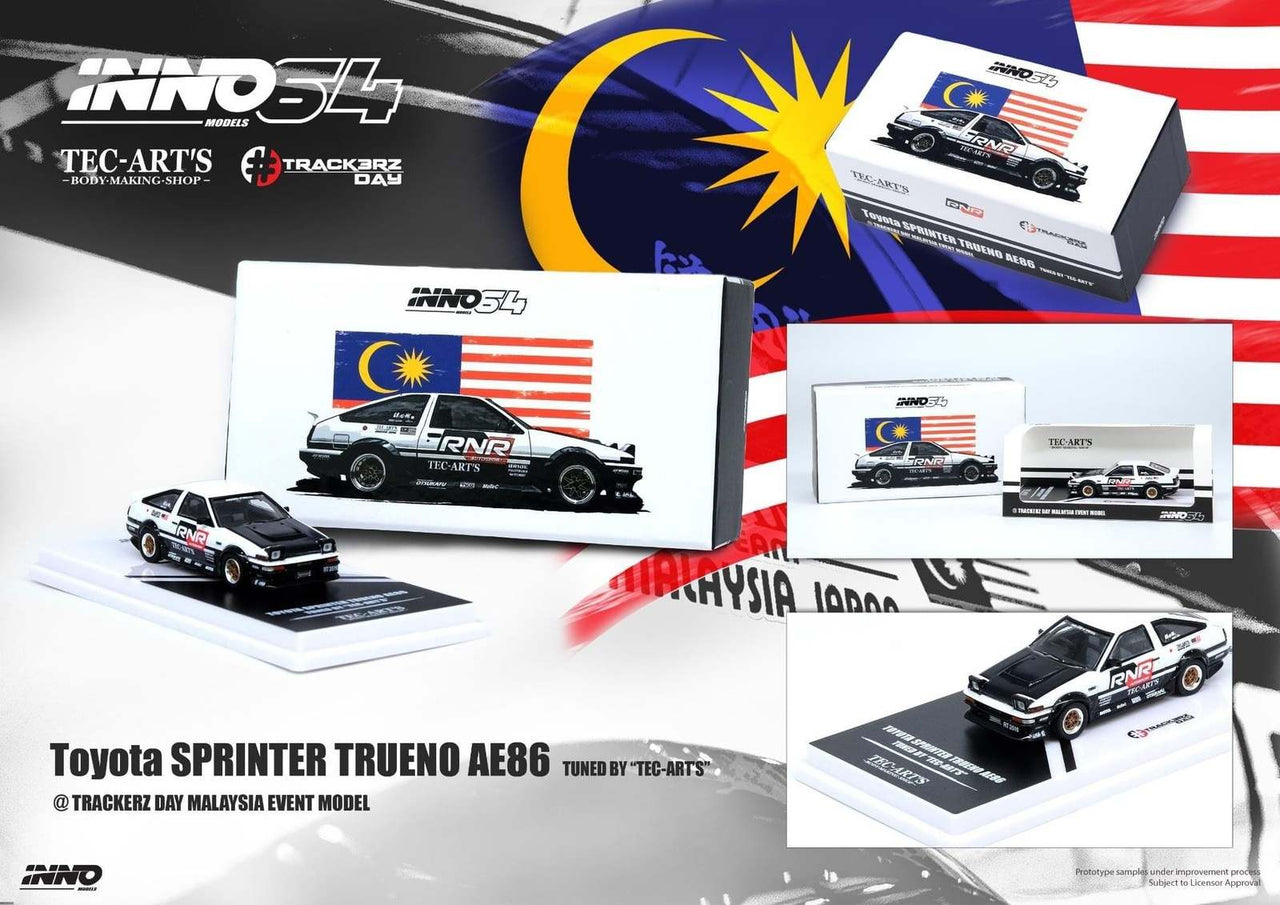 INNO64 1:64 Tec Arts Toyota Corolla AE86 Trueno Malaysia Special Edition