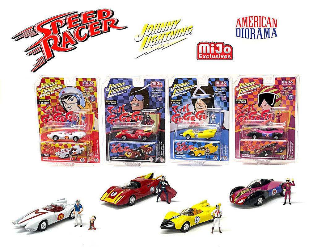 Johnny Lightning 1:64 MiJo Exclusives Speed Racer 4 Assortment with American Diorama Figures
