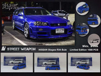 Thumbnail for Street Weapon 1:64 Nissan Stagea w/R34 Front Blue