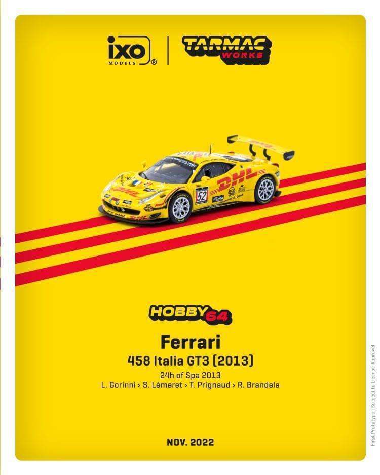 Tarmac Works IXO 1:64 Ferrari 458 Italia GT3 24H Spa 2013 DHL