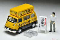 Thumbnail for Tomica Limited Vintage Neo TLV-201a Subaru Sambar Light Van Hot Dog Shop Yellow/Black w/Figure